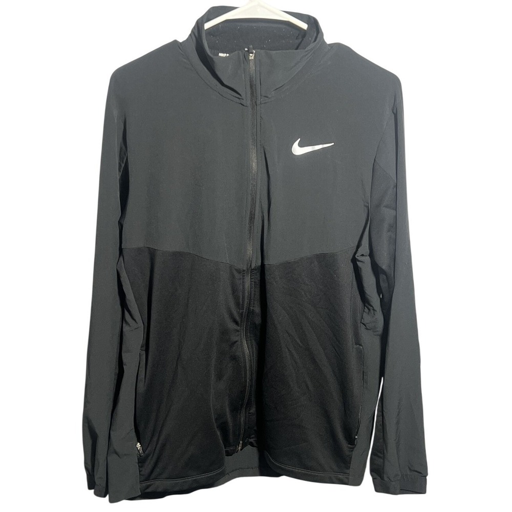 Nike Dri-FIT Men's Black Full Zip Running Jacket Size L Lightweight Activewear
